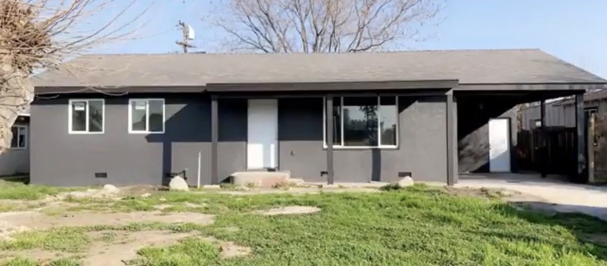 Same Visalia house after renovation, repainted and finished